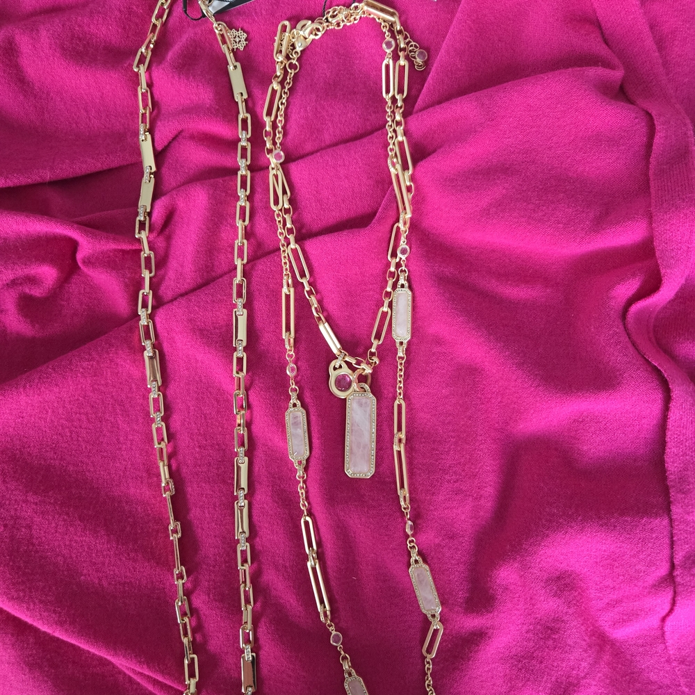 NWT WHBM Long Gold AN Gold and Silver Statement Necklace